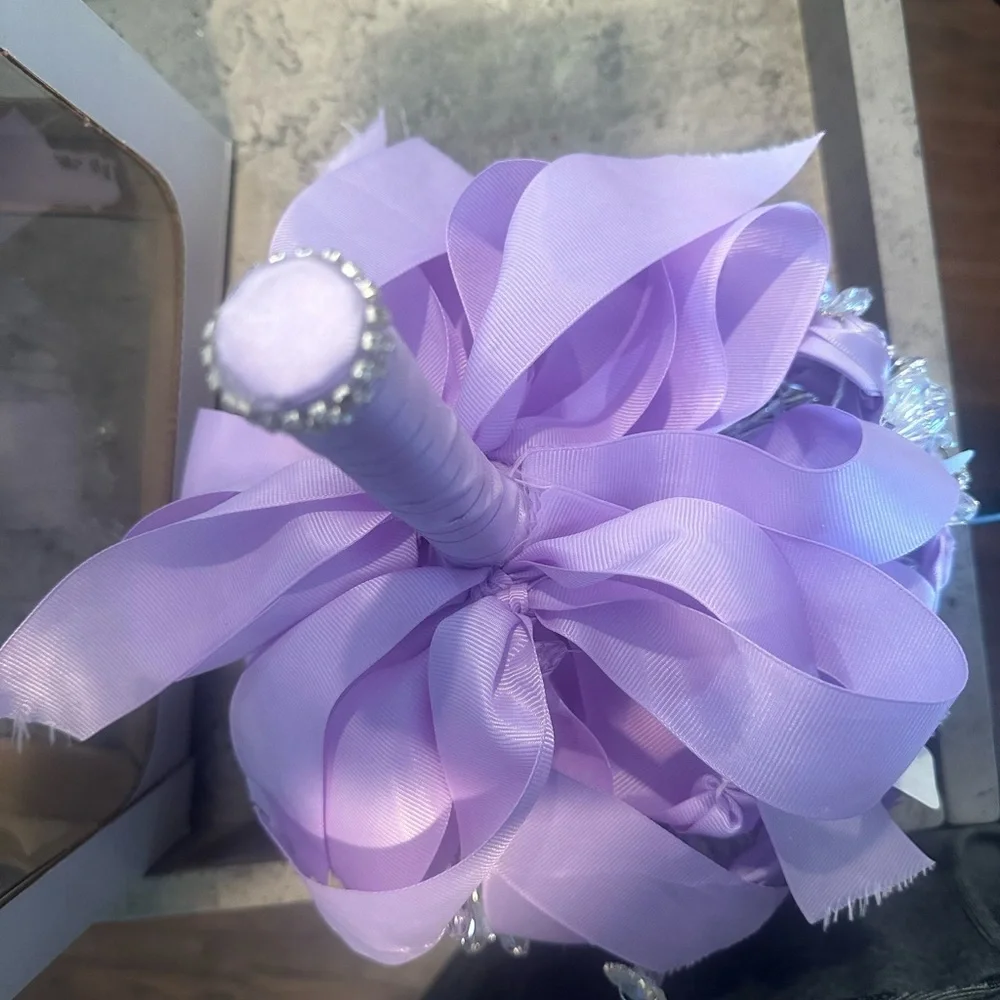 Lavender wedding bouquet with, Grooms boutonniere. - Picture 6 of 11